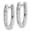 10k White Gold Diamond Oval Hinged Hoop Earrings