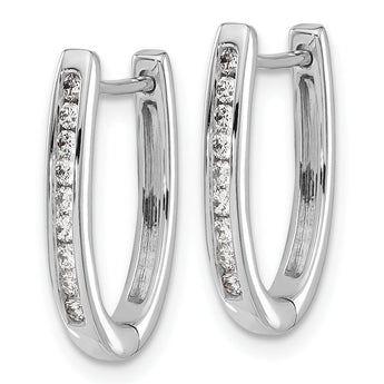 10k White Gold Diamond Oval Hinged Hoop Earrings