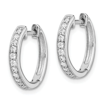 14K White Gold Lab Grown Diamond Hinged Hoop Earrings