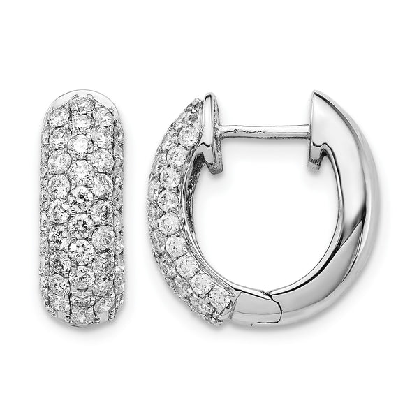14k White Gold 1 1/5 carat Lab Grown Diamond VS/SI+ G+ Complete Hinged Hoop Earrings - Birthstone Company