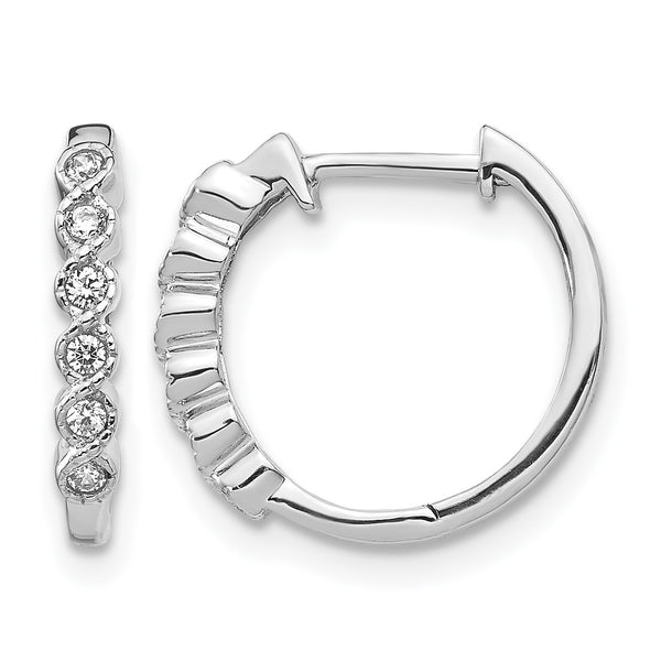 14k White Gold 1/8 carat Lab Grown Diamond VS/SI+ G+ Complete Hinged Hoop Earrings - Birthstone Company