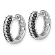 10k White Gold White and Black Diamond Hinged Hoop Earrings