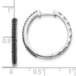 10k White Gold Black Diamond 2mm Hinged Hoop Earrings