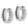 10k White Gold Black and White Diamond Hinged Hoop Earrings