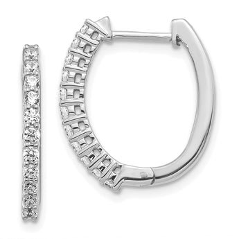 14k White Gold 1/2 carat Lab Grown Diamond VS/SI+ G+ Complete Hinged Hoop Earrings