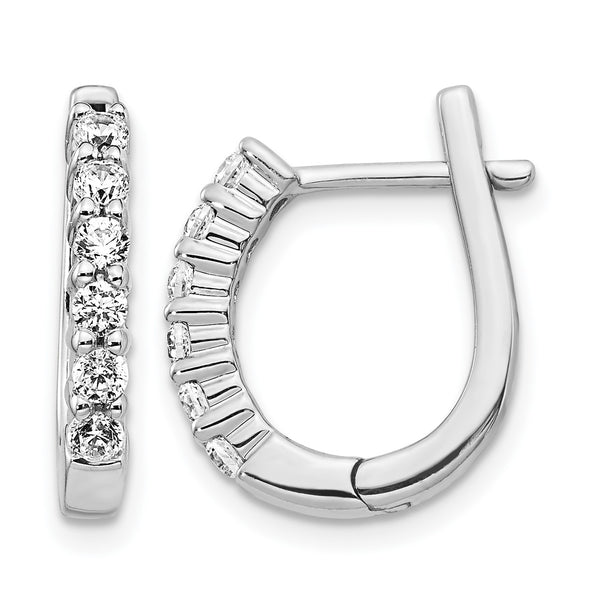 14k White Gold 1/2 carat Lab Grown Diamond VS/SI+ G+ Complete Hinged Hoop Earrings - Birthstone Company