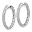 10k White Gold Polished Diamond In/Out Hinged Hoop Earrings