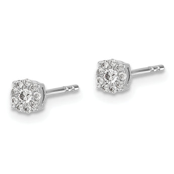 10k White Gold Diamond Cluster Post Earrings