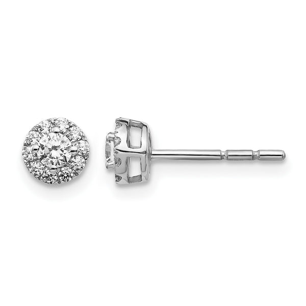10k White Gold Diamond Cluster Post Earrings - Birthstone Company