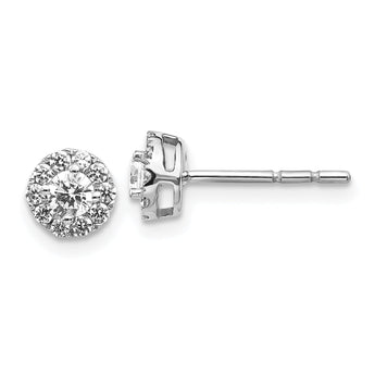 14K White Gold Lab Grown Diamond Cluster Post Earrings