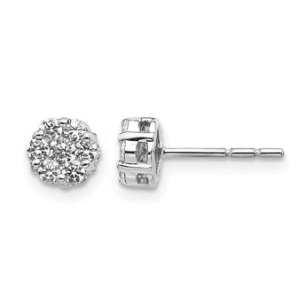 14k White Gold 1/2 carat Lab Grown Diamond VS/SI+ G+ Cluster Post Earrings
