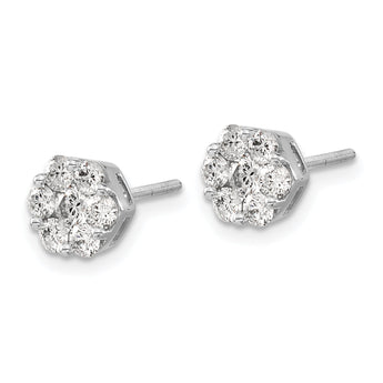 14K White Gold Lab Grown Diamond VS/SI GH, Cluster Screwback Earring