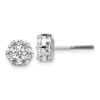14K White Gold Lab Grown Diamond VS/SI GH, Cluster Screwback Earring
