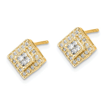 10k Polished Diamond Post Earrings