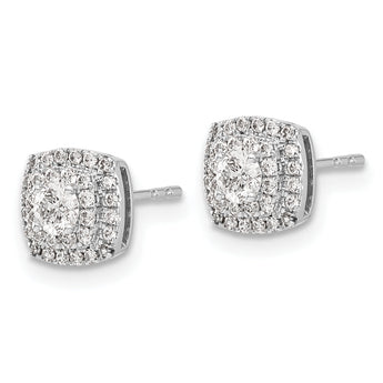 10k White Gold Diamond Halo Post Earrings