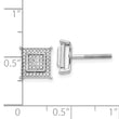 10k White Gold Diamond Small Double Square Bezel Post Earrings