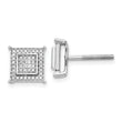10k White Gold Diamond Small Double Square Bezel Post Earrings