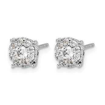 14k White Gold 1 carat Lab Grown Diamond VS/SI+ G+ Halo Post Earrings - Birthstone Company