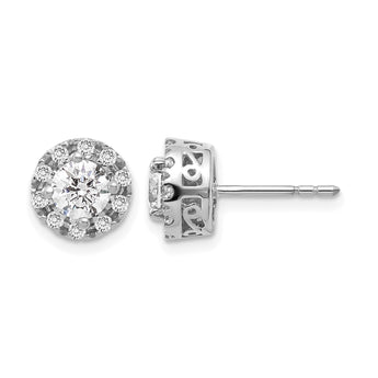 14k White Gold 1 carat Lab Grown Diamond VS/SI+ G+ Complete Halo Post Earrings