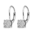 14k White Gold 1/6 carat Lab Grown Diamond VS/SI+ G+ Complete Cluster Drop Leverback Earrings - Birthstone Company