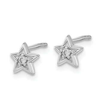 14k White Gold Diamond Star Post Earrings