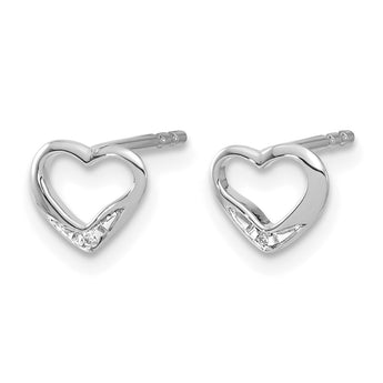 14k White Gold Diamond Heart Post Earrings - Birthstone Company