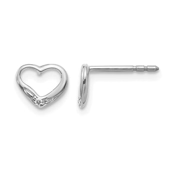 14k White Gold Diamond Heart Post Earrings - Birthstone Company