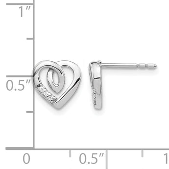 14k White Gold Diamond Heart Post Earrings - Birthstone Company