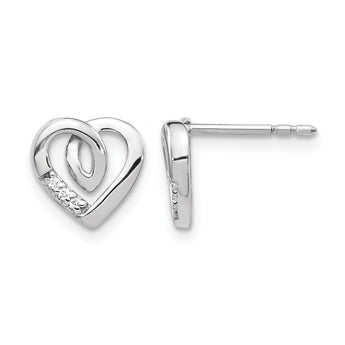14k White Gold Diamond Heart Post Earrings - Birthstone Company