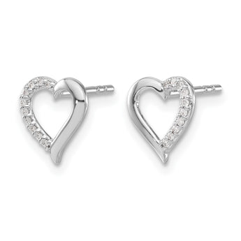 14k White Gold Diamond Heart Earrings - Birthstone Company
