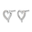 14K White Gold 1/10 ct Diamond Heart Post Earrings - Birthstone Company