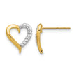14K Yellow Gold 1/10 ct Lab-Grown Diamond Heart Stud Earrings - Birthstone Company