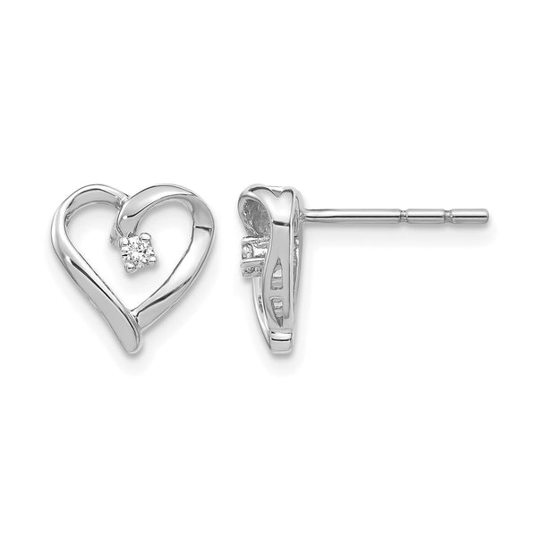 14k White Gold AA Diamond Heart Earrings - Birthstone Company