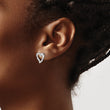 14k White Gold Diamond Heart Earrings