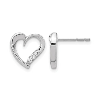 14k White Gold Diamond Heart Earrings - Birthstone Company