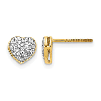 14K Yellow Gold 1/5 ct Diamond Heart Post Earrings - Birthstone Company