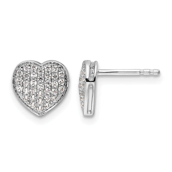 14k White Gold Diamond Heart Post Earrings - Birthstone Company