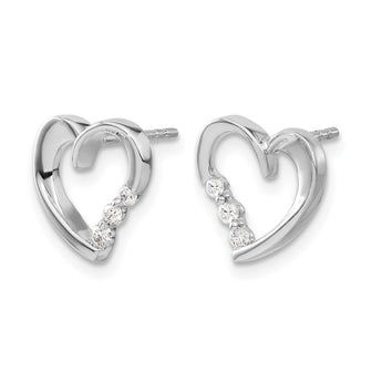 14k White Gold Diamond Heart Post Earrings - Birthstone Company