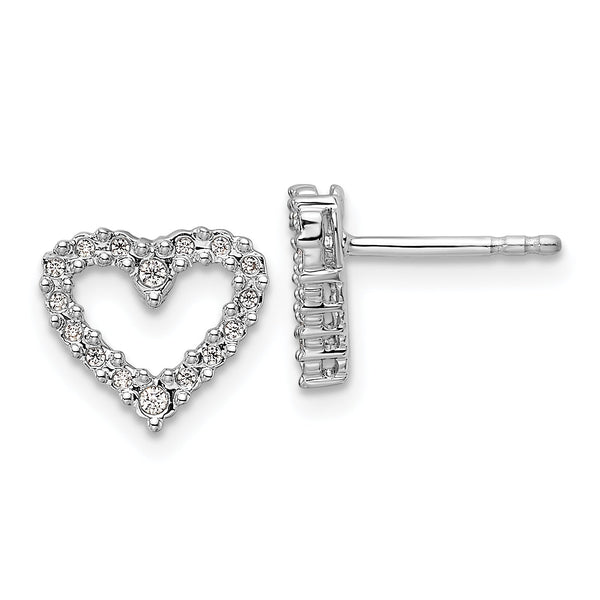 14k White Gold Diamond Heart Earrings