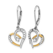 14K Two-Tone 1/5 ct Lab-Grown Diamond Heart Leverback Earrings - Birthstone Company