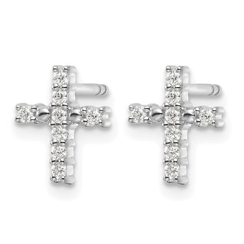 14k White Gold Polished Diamond Cross Post Earrings - Birthstone Company