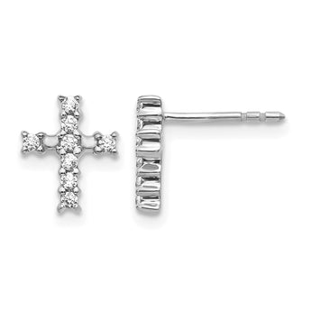 14K White Gold 1/5 ct Diamond Cross Post Earrings - Birthstone Company
