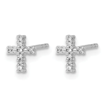 10k White Gold Polished Diamond Cross Post Earrings - Birthstone Company