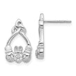14k White Gold Diamond Claddagh Post Earrings