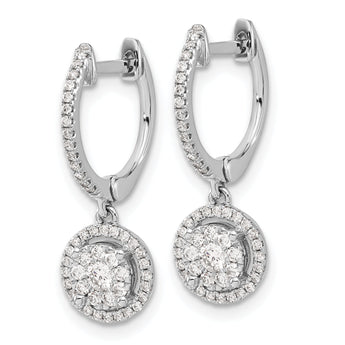 14K White Gold Lab Grown Diamond Hinged Hoop Earrings