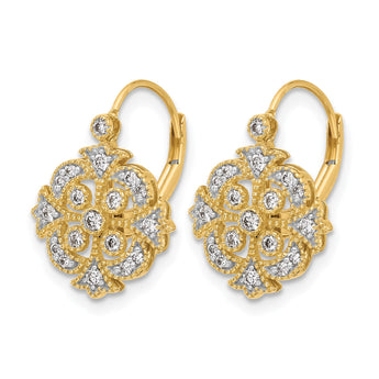 14k 1/3 carat Lab Grown Diamond VS/SI+ G+ Complete Fashion Leverback Earrings - Birthstone Company