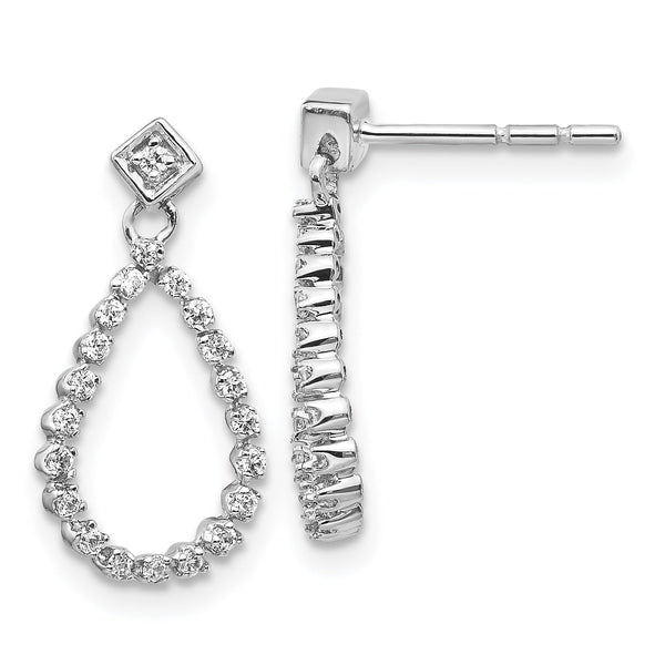 14K White Gold Lab Grown Diamond Teardrop Post Earrings