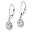 10k White Gold Baguette Diamond Teardrop Halo Leverback Earrings