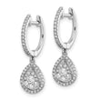 14K White Gold Lab Grown Diamond Teardrop Hinged Hoop Earrings