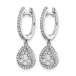 14k White Gold 1/2 carat Lab Grown Diamond VS/SI+ G+ Complete Halo Hinged Hoop Earrings - Birthstone Company